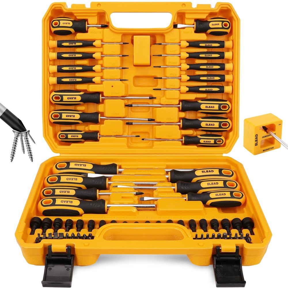 86-Piece Magnetic Screwdriver Set with Case - Slotted Phillips Hex Torx Bits