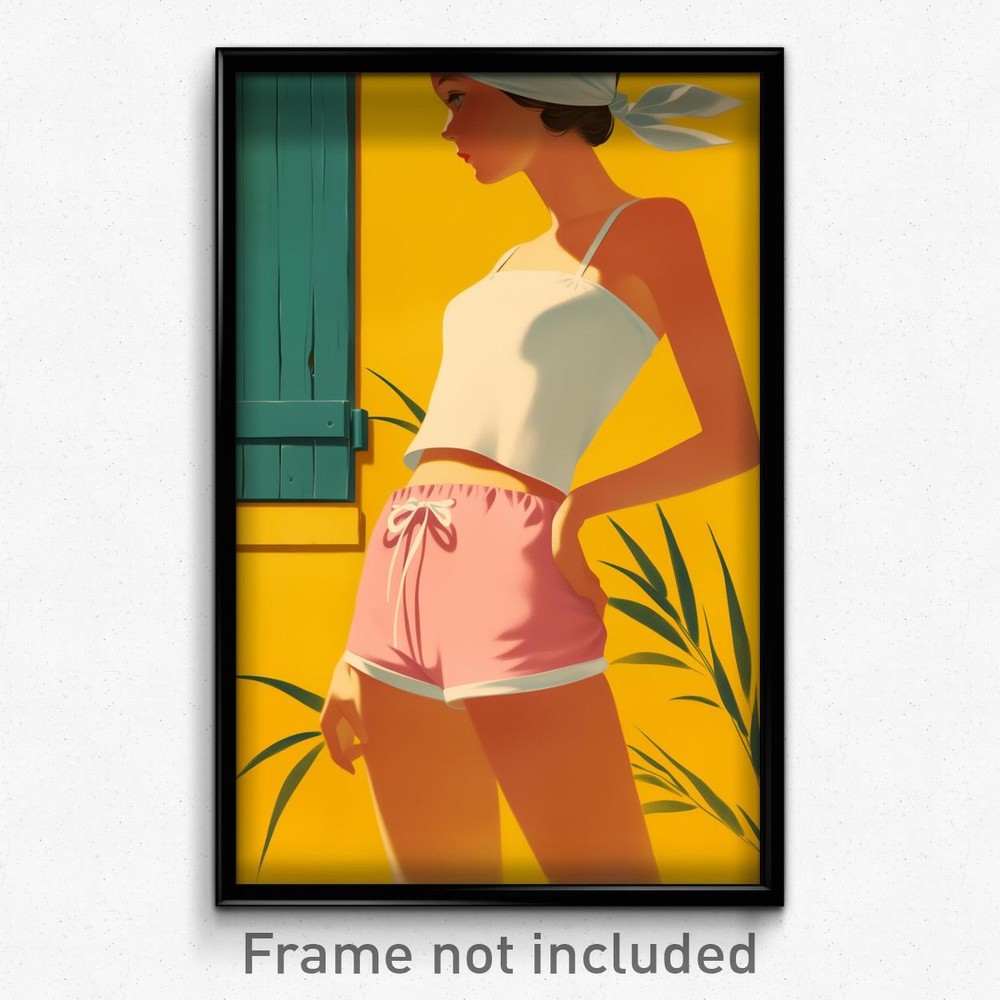 Vintage French Movie Poster Art Print - Apathetic Girl in Pink Shorts