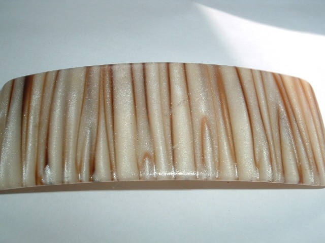 Vintage Tan Creme Striped Lucite 3.5