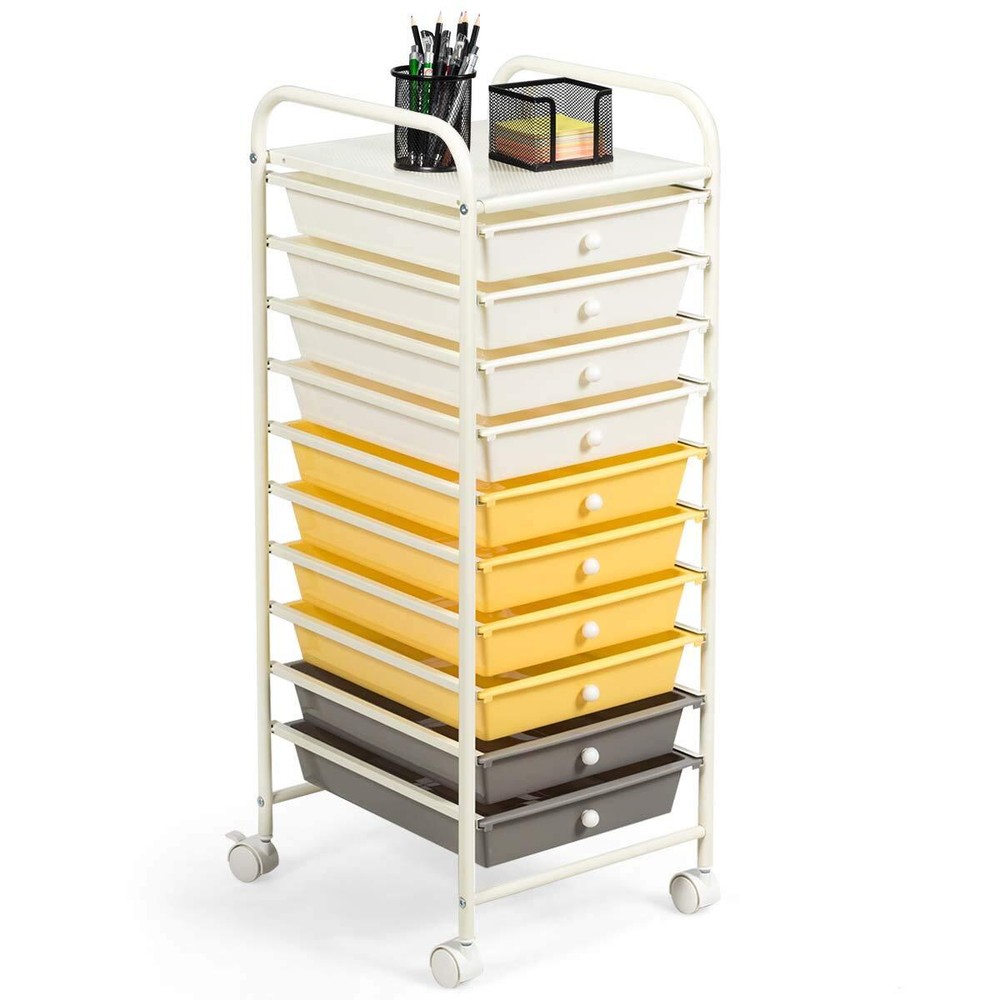 Julimoon 10 Drawer Storage Cart, Rolling Cart with Lockable Wheels, Trolley U...
