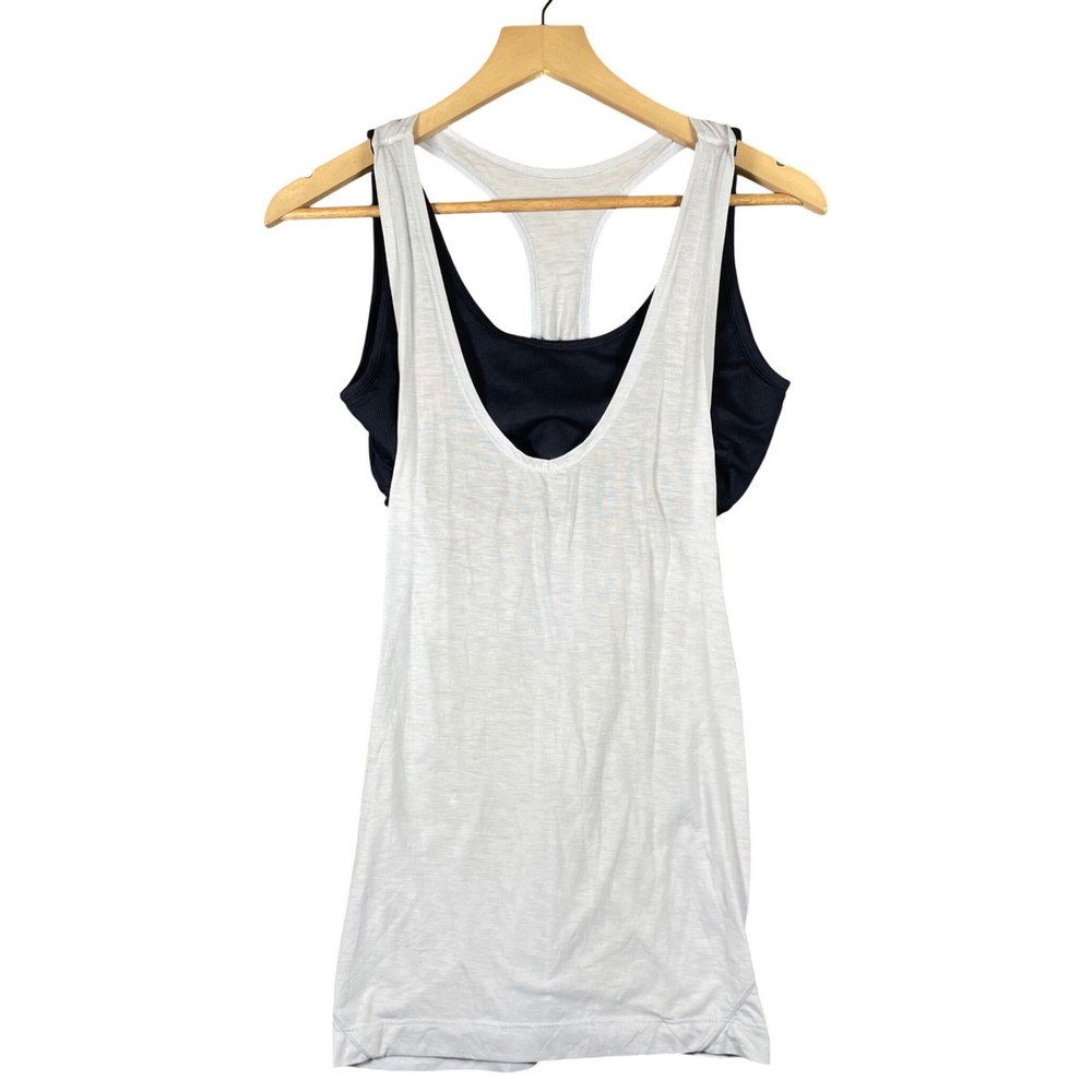 Athleta Women's Black White Built in Bra Tank Top Athletic Racerback Size Small