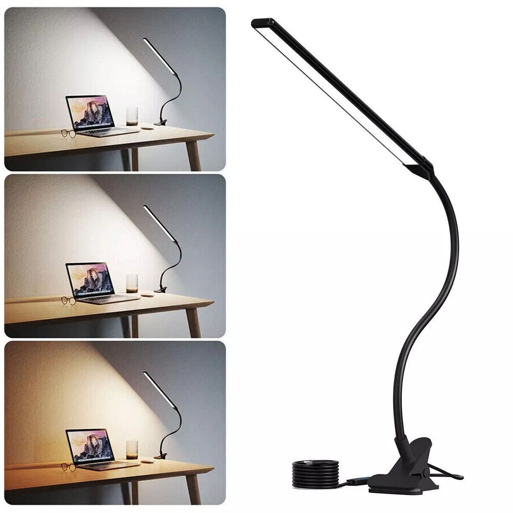 LED Desk Lamp Adjustable Lamp with Clamp Eye-Caring Reading Desk Light US