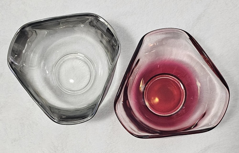 Vintage Indiana Glass Wavy Ombre Dip Bowls Mid Century Modern 3in Height  