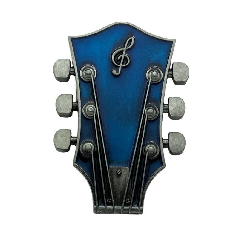 Guitar Headstock Western Belt Buckle Vintage Music Enthusiasts Cowboy Rodeo Wear