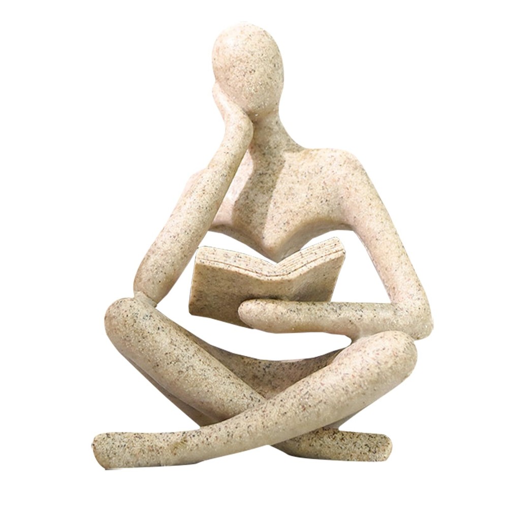 Gold Reading Women Statue, Thinker Sculptures, Abstract Art Ornament, Modern ...