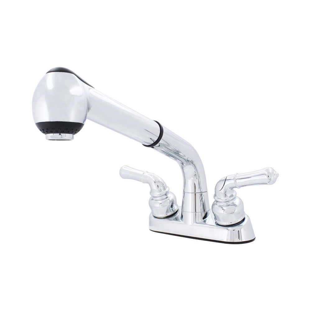 Wasserman 2-Handle Chrome Utility Laundry Sink Faucet with Pull-Out Sprayer
