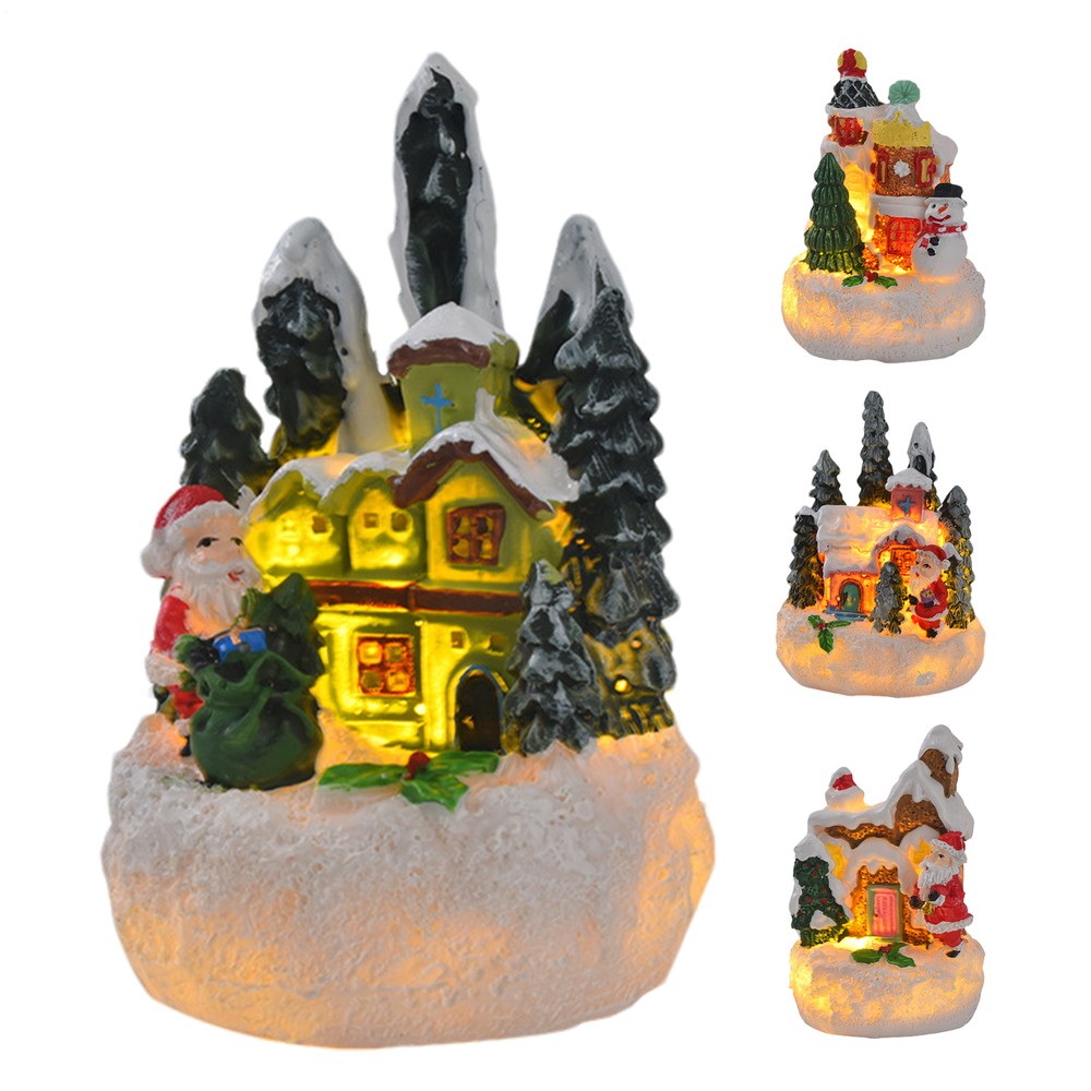 2.9-Inch LED Christmas Village Houses with Figurines and Lights