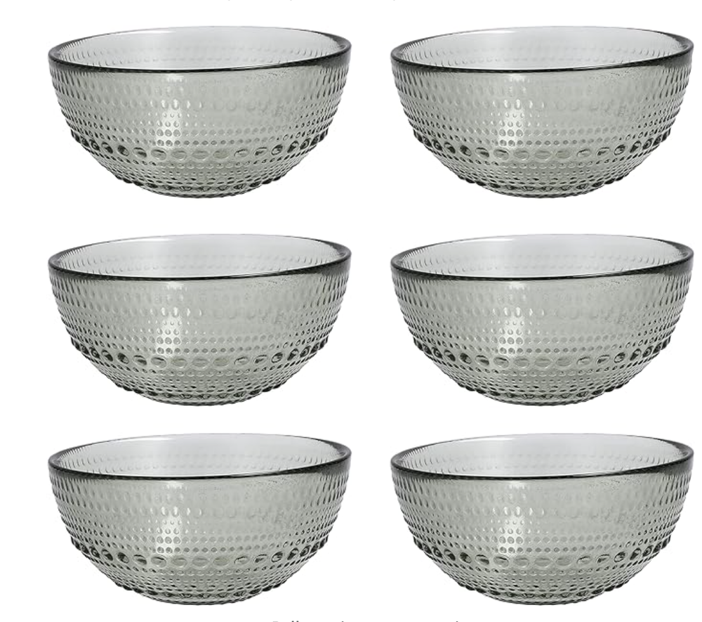 Fortessa Jupiter Vintage Glassware Set – 6-Piece Salad Dessert Snack Dishes – New