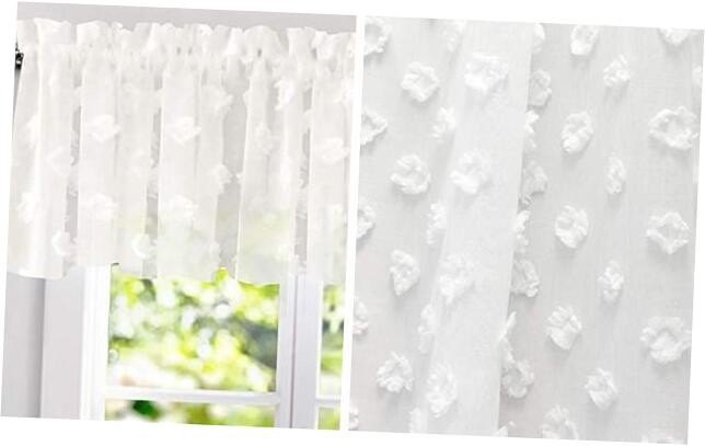Olivia White Voile Chiffon Sheer Window Curtain Valance for 60