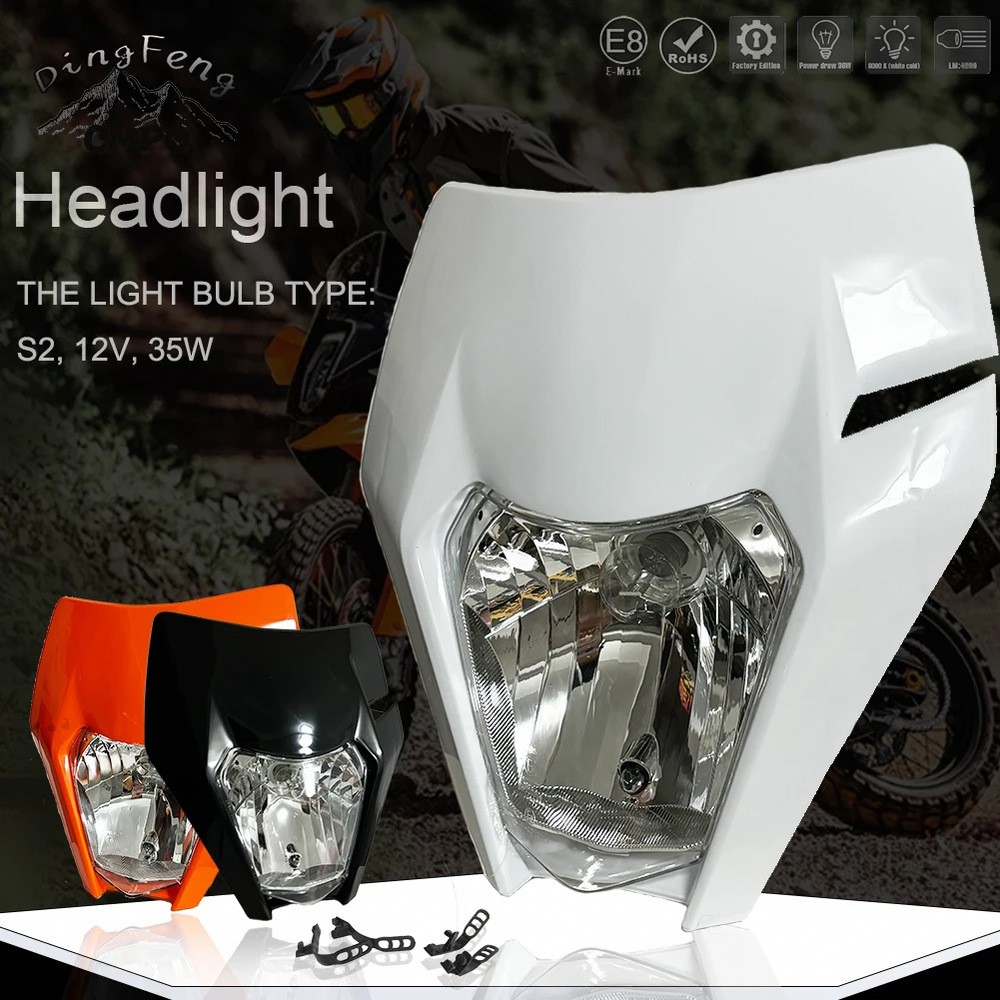 Universal 12V 35W LED Headlight Assembly for Dirt Bikes and Off-Road Motorcycles