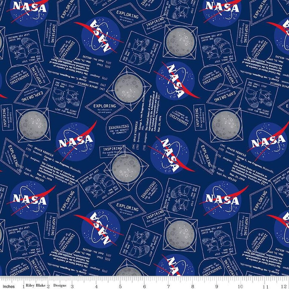 Handmade Placemat Or Table Runner Outer Space by NASA Moon Boots Navy
