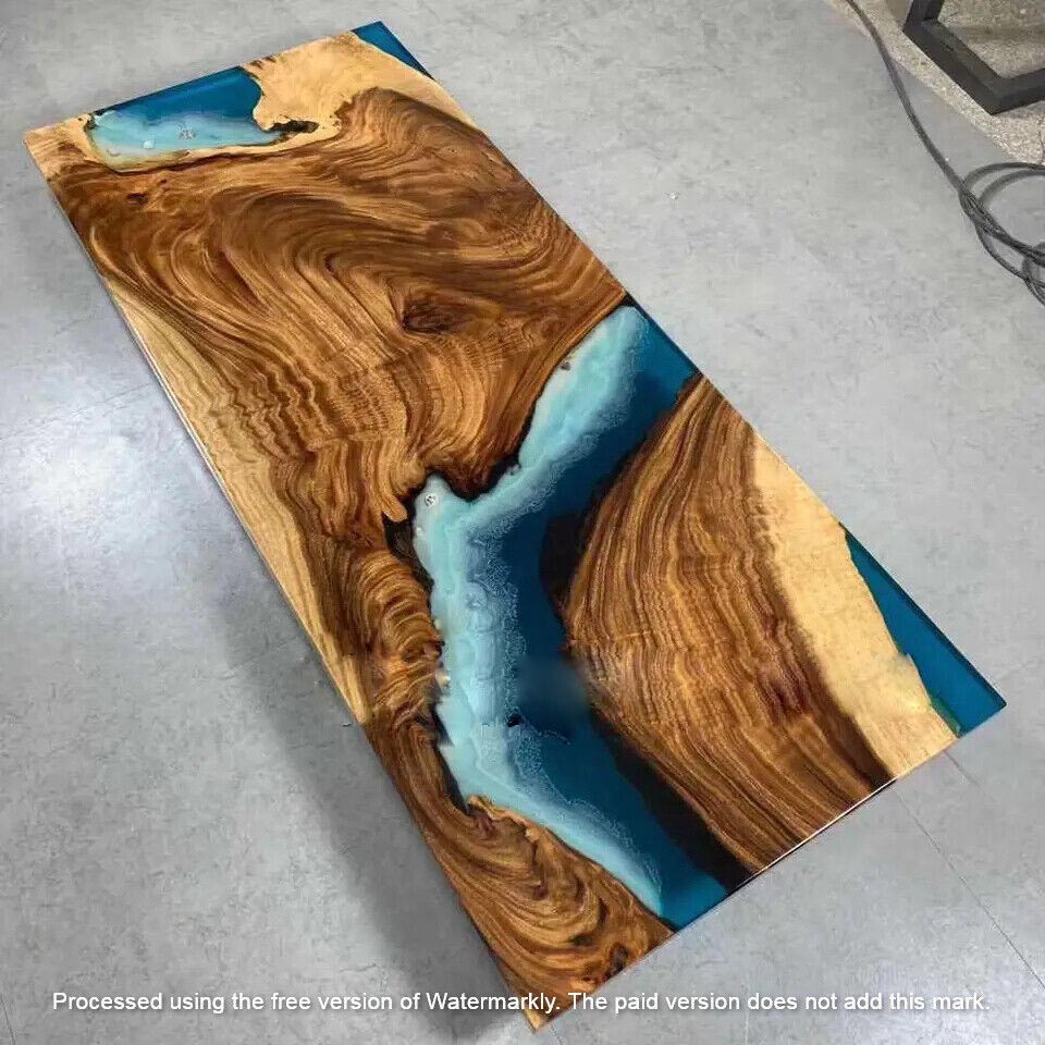 Epoxy Ocean Wooden Dining Table Top Handmade Countertop Furniture