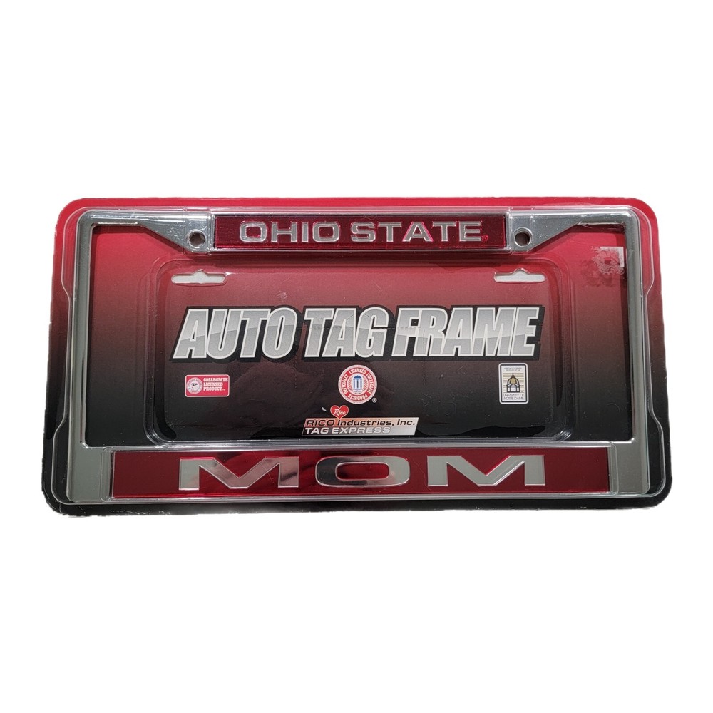 Ohio State Buckeyes Mom Chrome License Plate Frame 6x12.25 Perfect Gift
