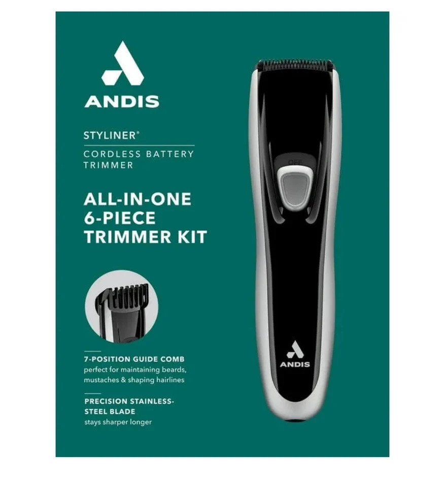 Andis Styliner Trimmer Shave & Trim Kit Black Cordless Stainless Blades