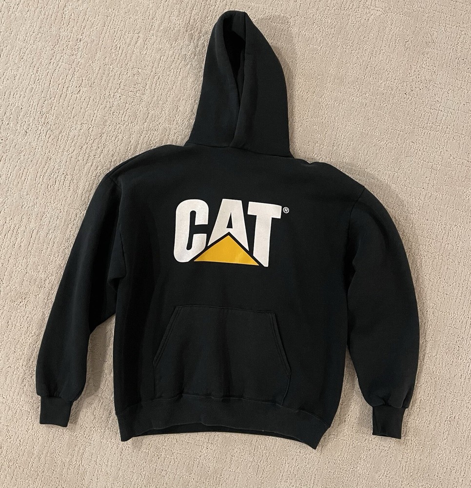 CAT Hoodie Unisex Medium Black Pullover Official CAT  Logo Casual Mens