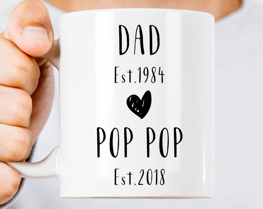 Custom Dad to Pop Pop Coffee Mug – Personalized Pregnancy Announcement Gift for New Grandfather