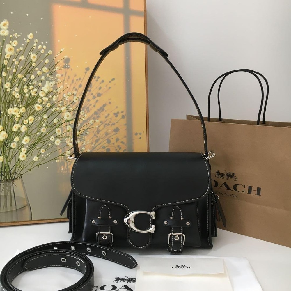 Coach CT721 Leather Soft Tabby Shoulder Bag Crossbody Black 2410M outlet New