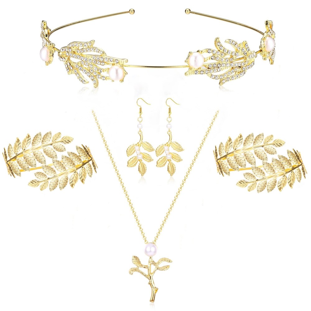 FUNRUN JEWELRY 6Pcs Greek Goddess Costume Accessories Set for Women Leaf Head...