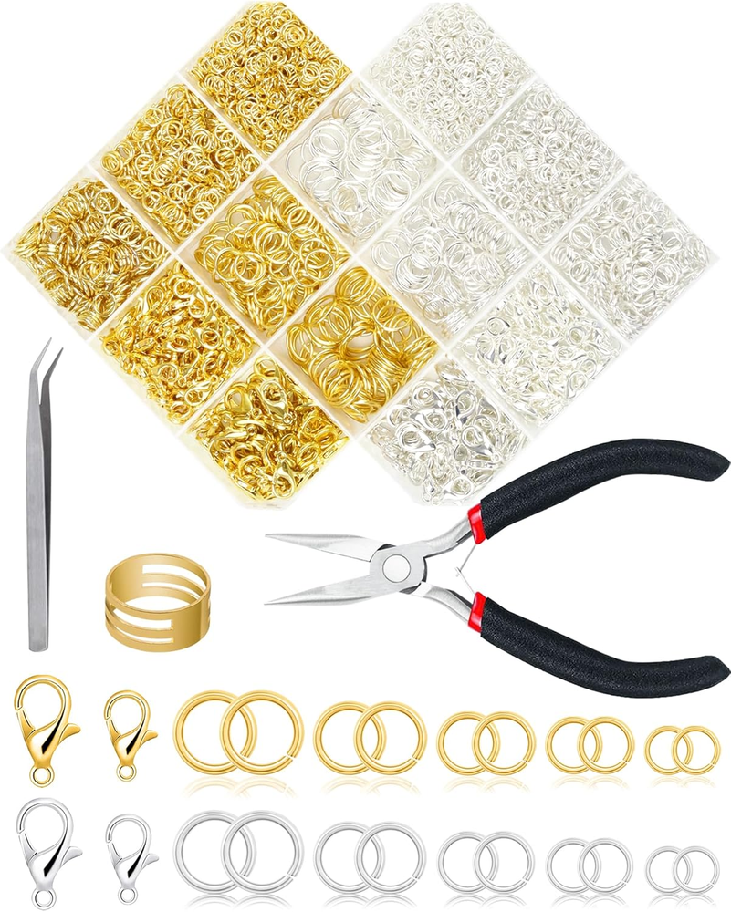 2400PCS Silver & Gold Jump Rings Kit for Jewelry Making and Necklace Repair