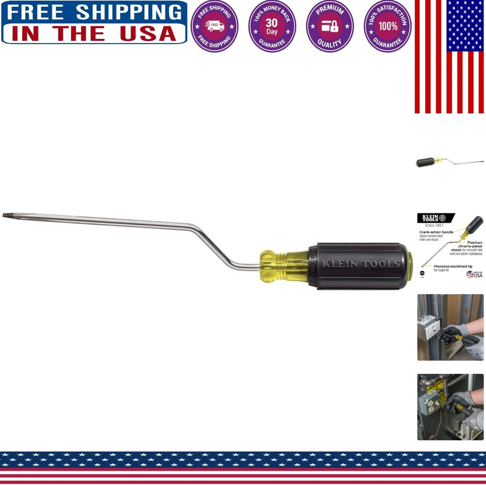 Klein 3/16-Inch Insulated Cabinet Screwdriver with Crank Handle for Electrical Work  