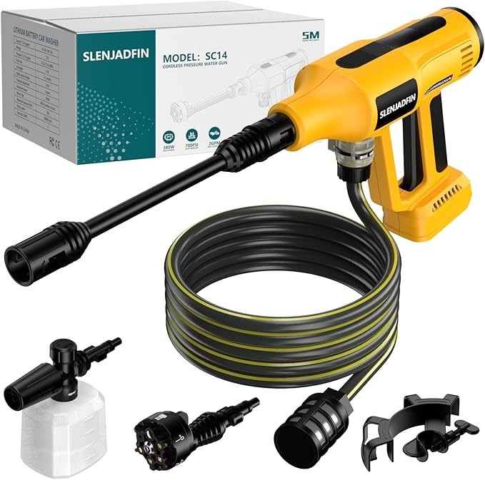 Cordless Pressure Washer for Dewalt 20V Battery 700 PSI Portable Handheld Power