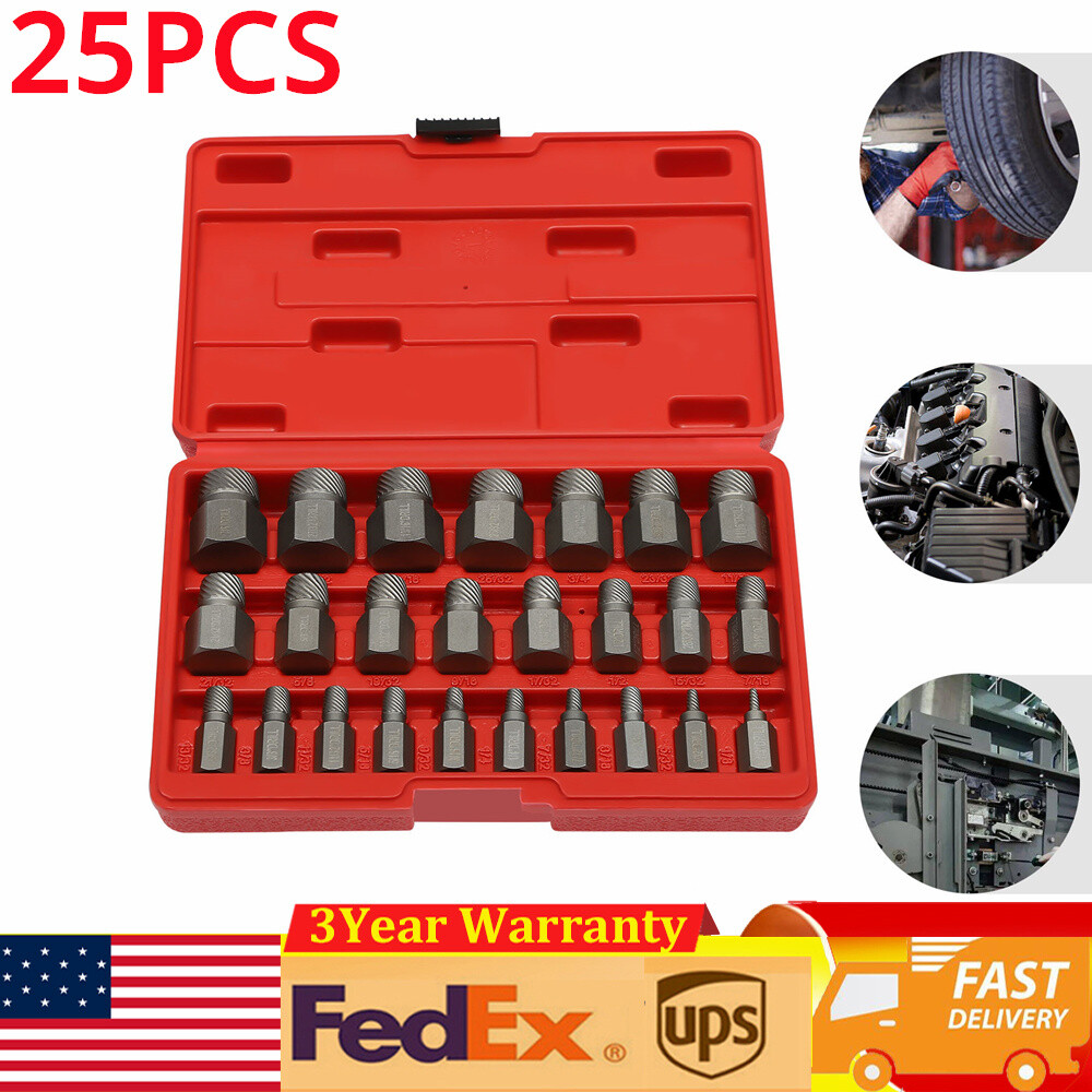 25-PC Stripped Bolt Extractor Set Impact Socket Damaged Bolt Remover Easy Out