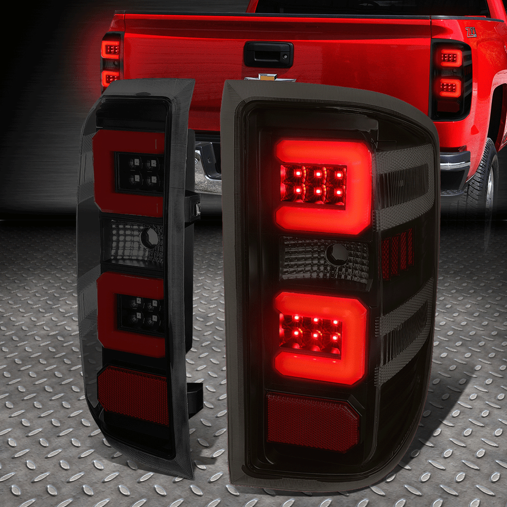 LED Red C-Tube Bar Tail Light for 14-19 Silverado Sierra Tinted Brake Lamp  