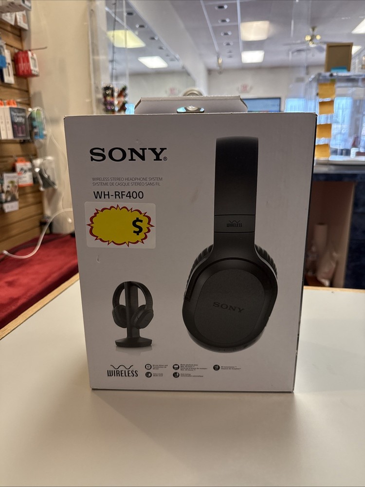 Sony RF400 Wireless Home Theater Headphones with Deep Bass in Black  