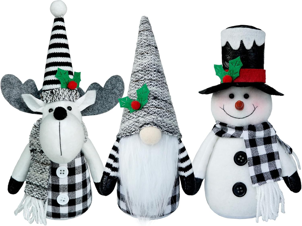 Christmas Gnomes Plush Decor, 3Pack Handmade Reindeer Plush,Winter Snowman Gnome
