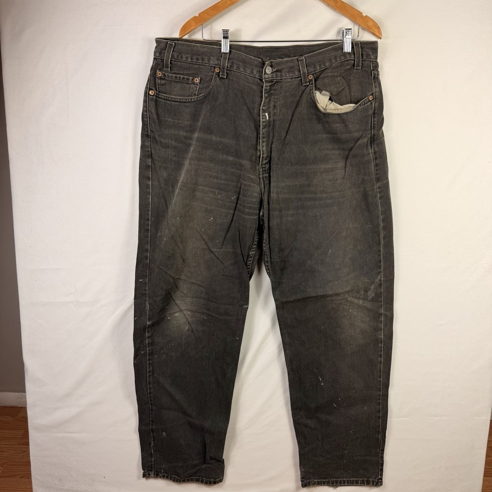 Levi's 550 Jeans Men's 38x34 Relaxed Fit Tapered Leg Black Dark Wash Denim