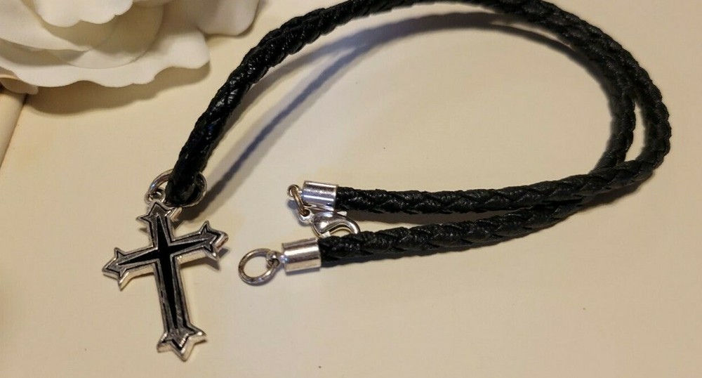 † Braided Cross Necklace 18