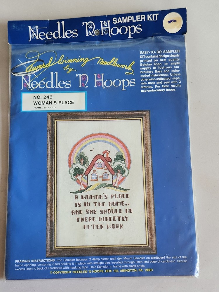 Needles N Hoops Embroidery Sample Kit New Sealed VTG 'Woman's Place' 246 RARE!