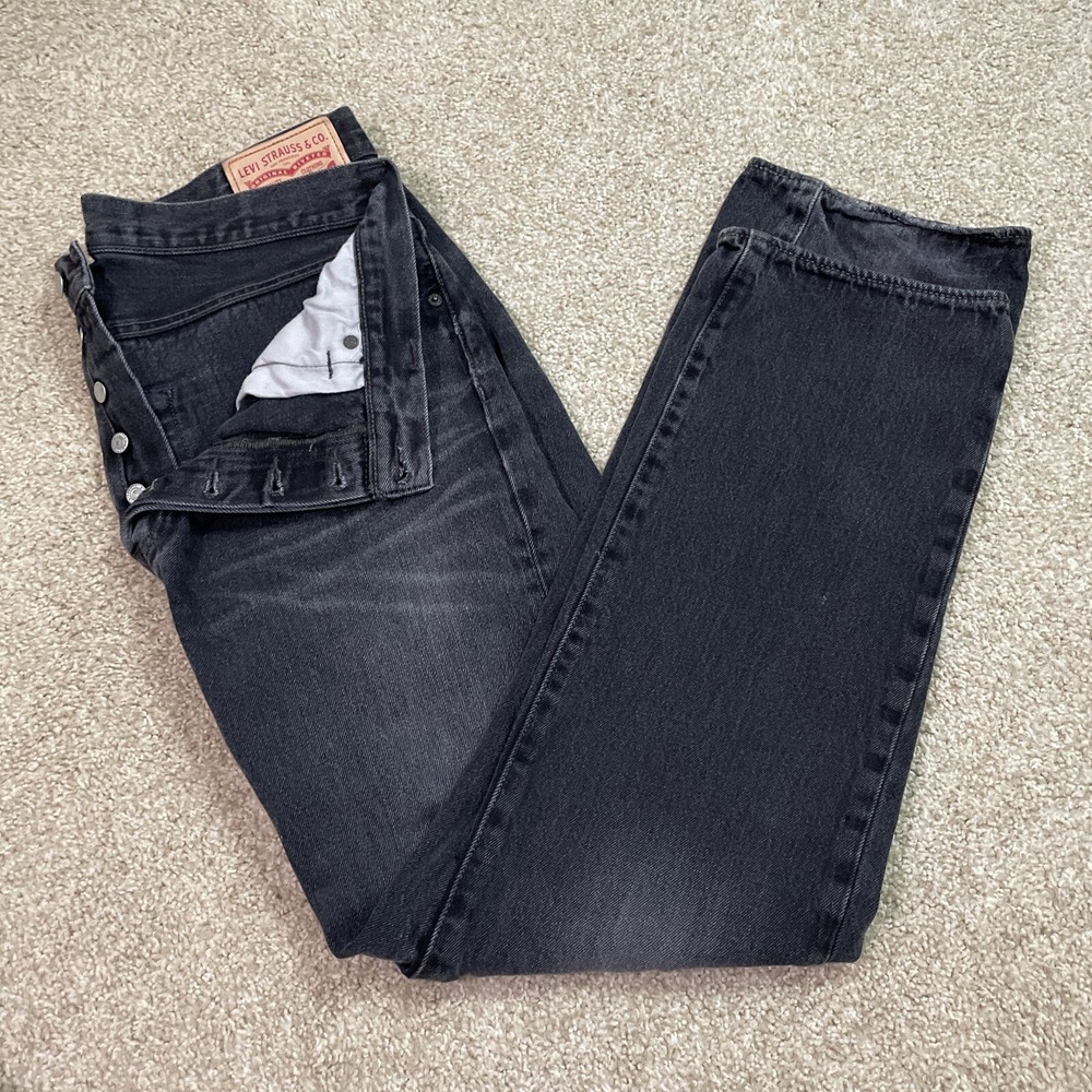 Levi's 501 Men's Jeans Size 36x33 Button Fly Straight Leg Denim Black Jeans