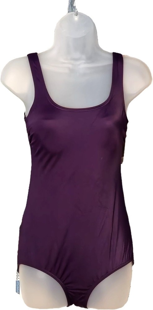 Lands End Womens Mastectomy Scoop Neck Tugless One-Piece Swimsuit 6 Lined