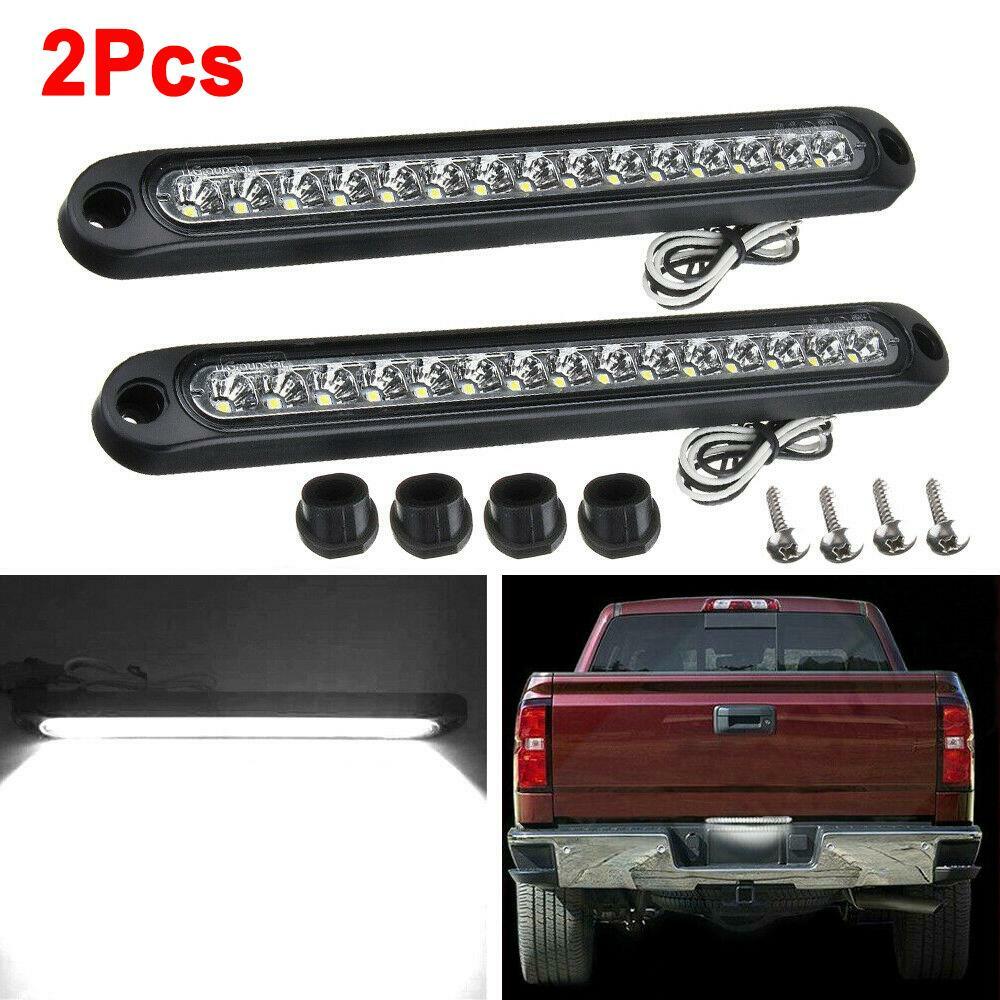 2x White 15-LED Light Bar Stop Turn Tail Reverse Backup Truck Trailer Waterproof