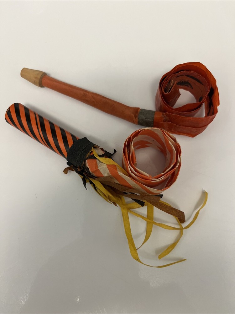 Rare Vintage Crepe Paper Party Blow Out Noisemakers