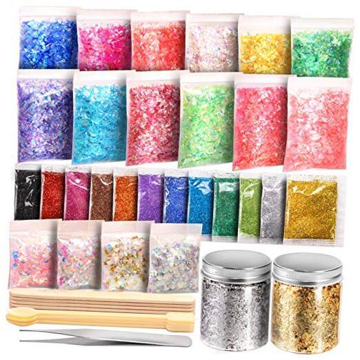 Glitter, 41PCS Resin Supplies Kit, Extra Fine Glitter for Resin, Resin