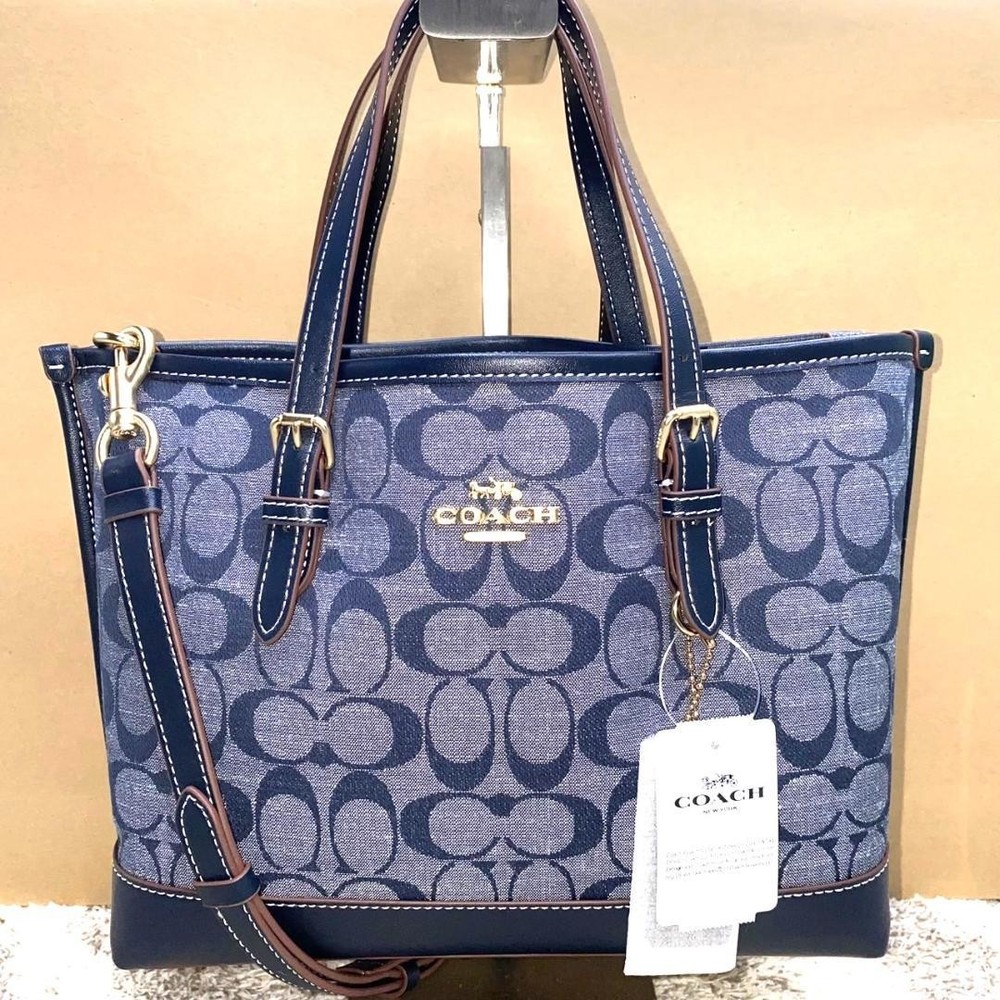 COACH Molly Tote 25 in Signature Leather with Logo 2-Way Carry  