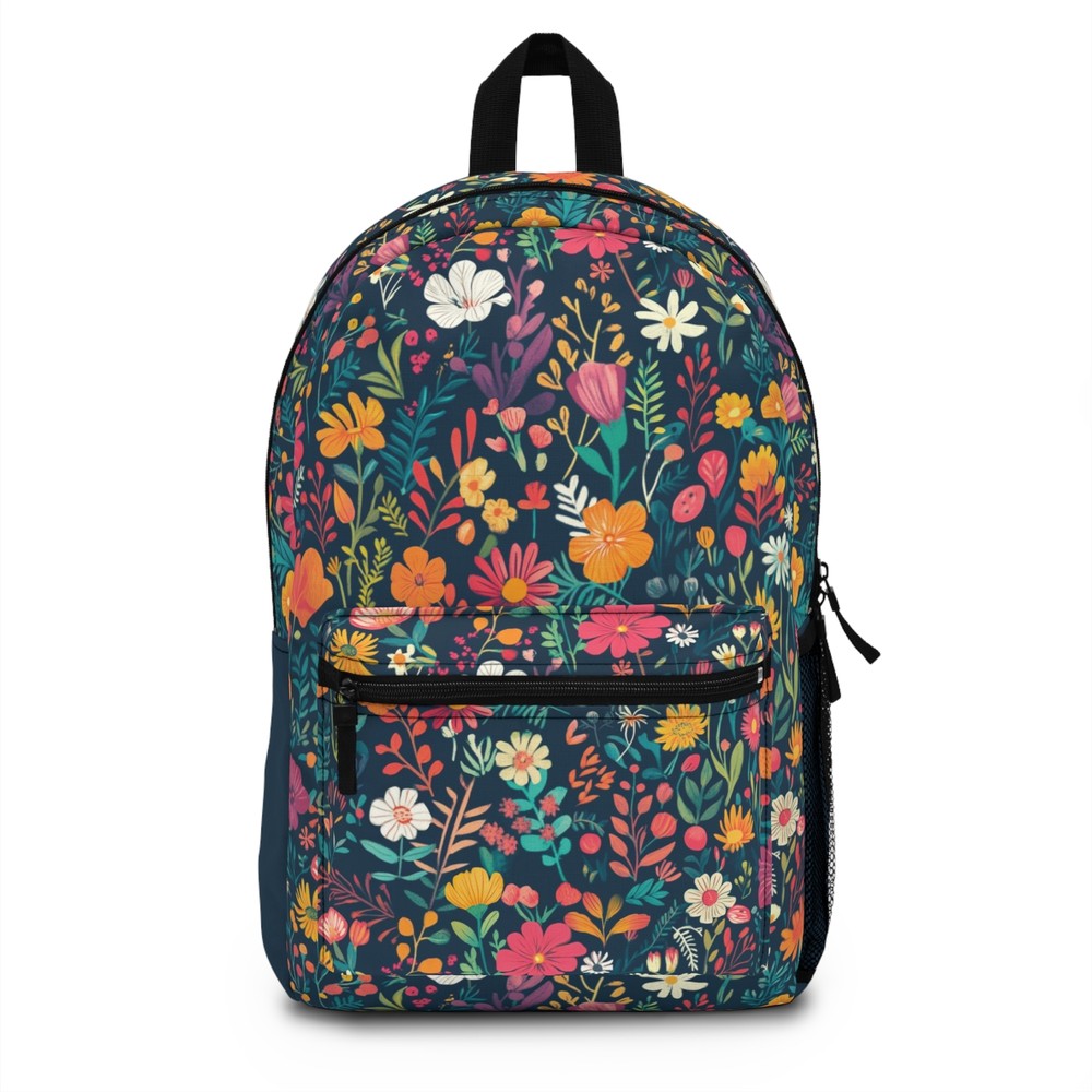 Retro Floral Kids Backpack for School with Vibrant Colors-image