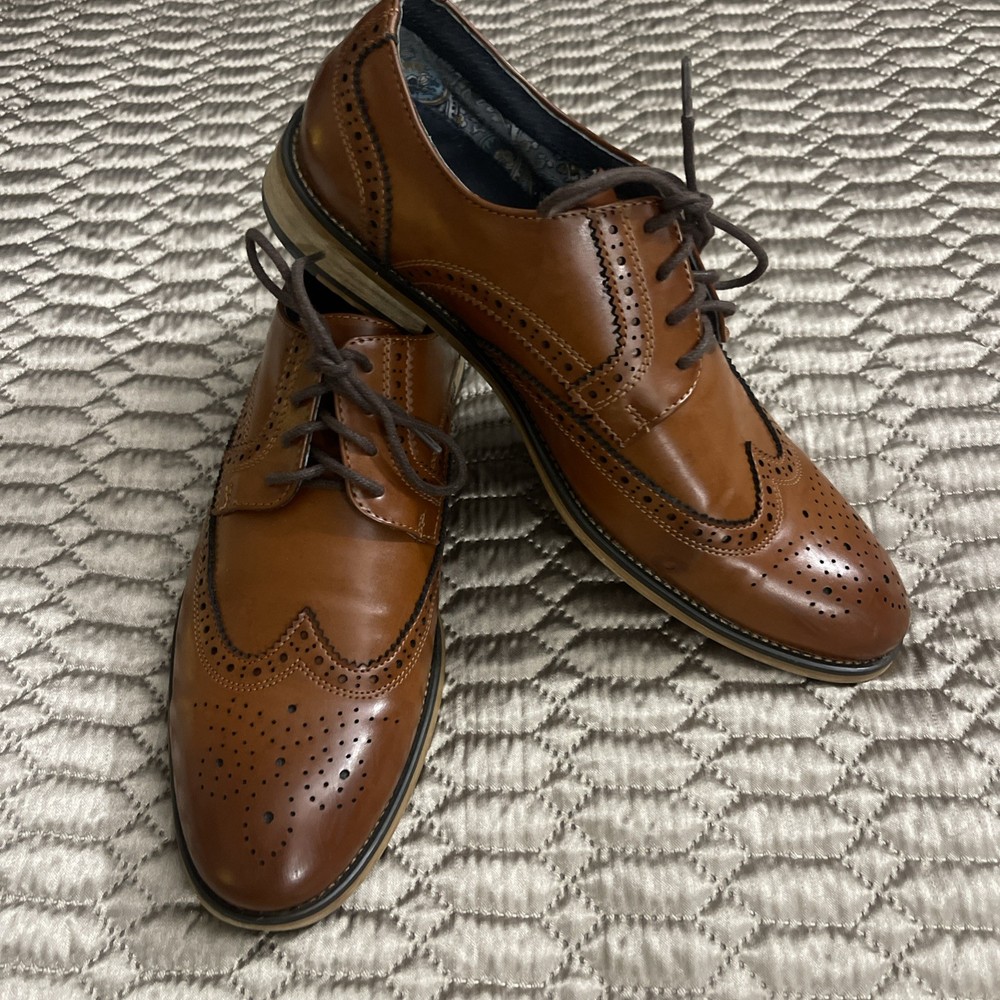 Bruno Marc Mens Leather Dress Shoes Sz 8.5 Formal Classic Lace-up Brown Oxford