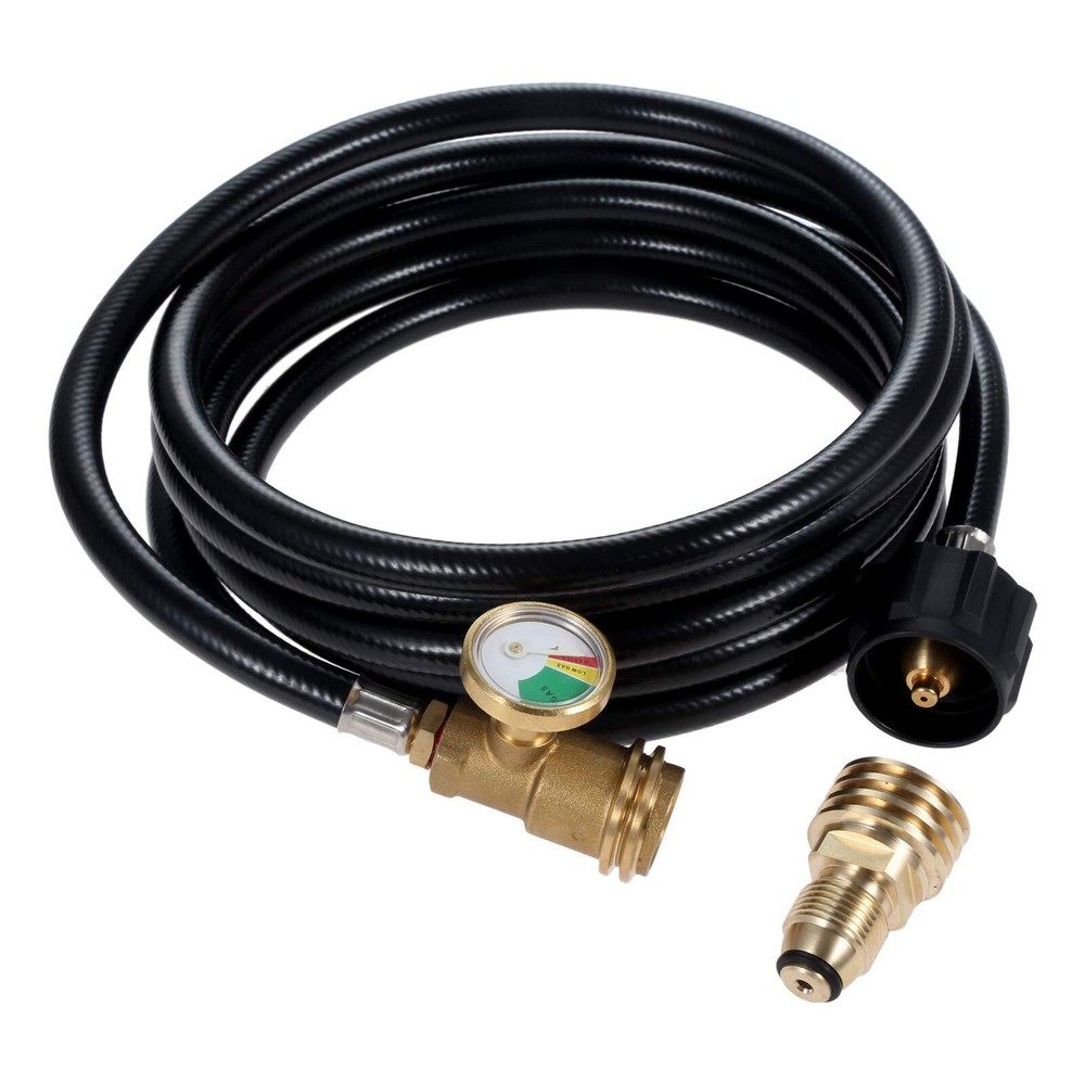 12 Feet Propane Tank Extension Hose with Gauge, Tank Adapter Converts POL 100...