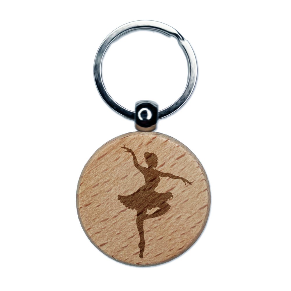 Ballerina on Pointe Tutu Engraved Wooden Keychain Charm  