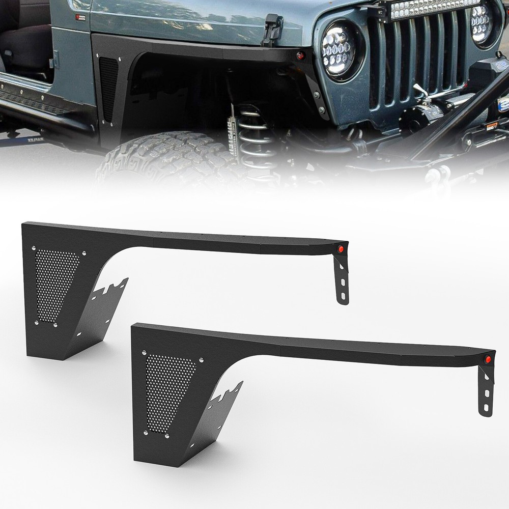 2PCS Flat Front Fender Flares Kit For 1997-2006 Jeep Wrangler TJ & 2004-2006  LJ