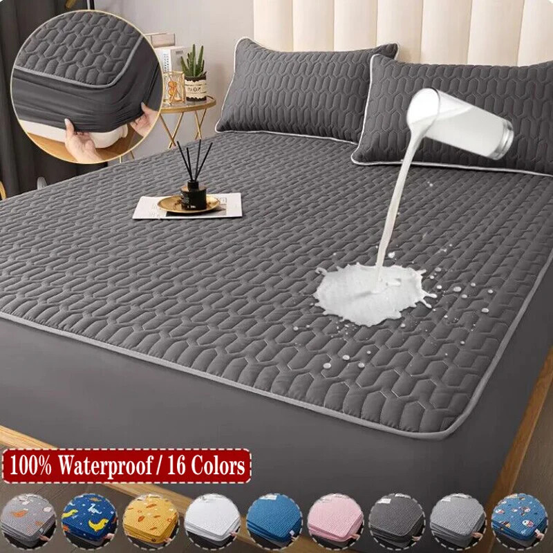 Thick Adjustable Fitted Mattress Pad Protector Anti-Bacterial Bed Cover