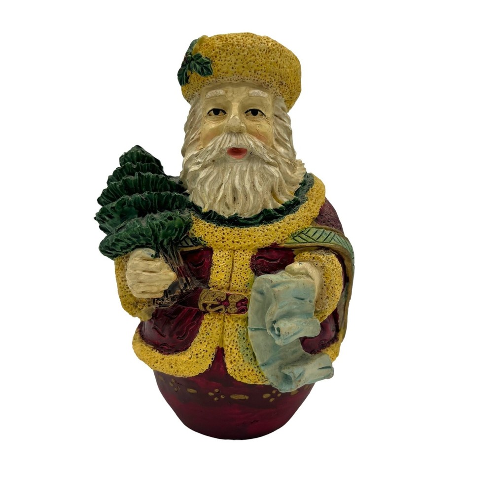 Old World Vintage Santa Claus Resin Holding a Christmas Tree 6