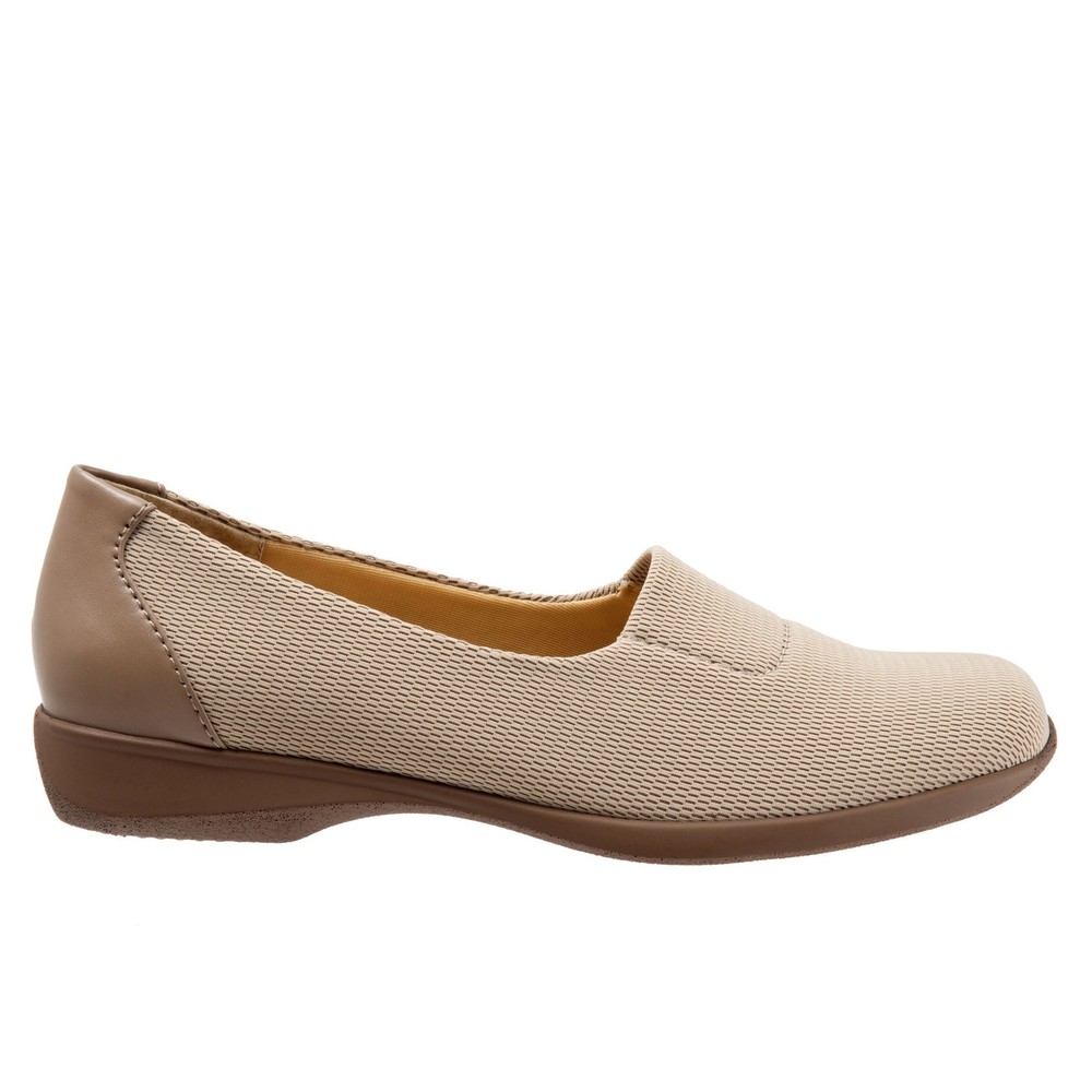 Trotters Jake T1464-143 Womens Beige Wide Leather Slip On Loafer Flats Shoes 6