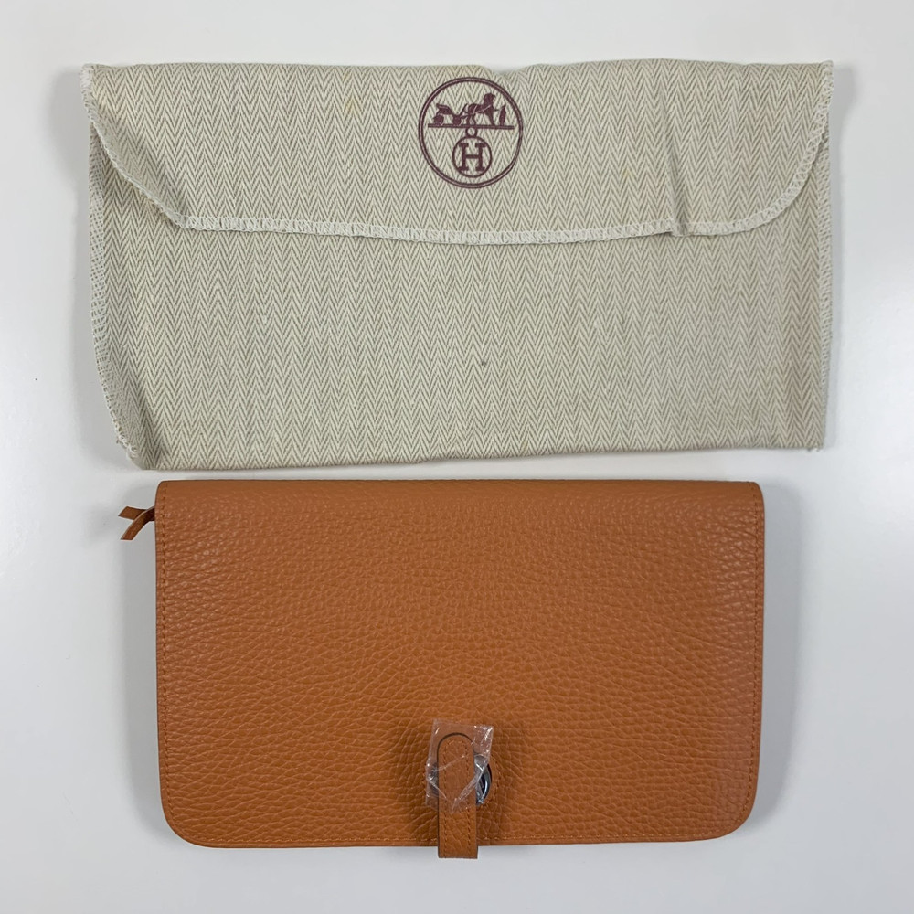 Hermes Dogon GM Togo Wallet Orange w/ Coin Purse, Box & Dust Bag - Pre-Owned
