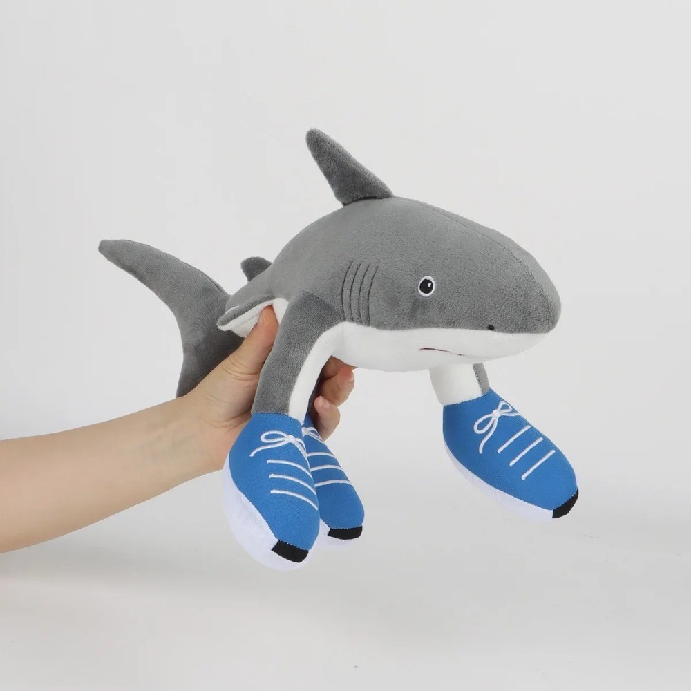 Tralala Shark Plush Toy with Blue Shoes Cute Stuffed Pillow Doll Gift for Kids