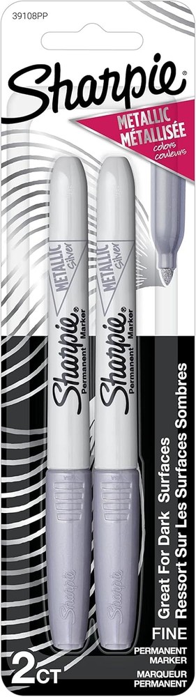 Sharpie Metallic Fine Tip Permanent Markers 2-Pack Silver