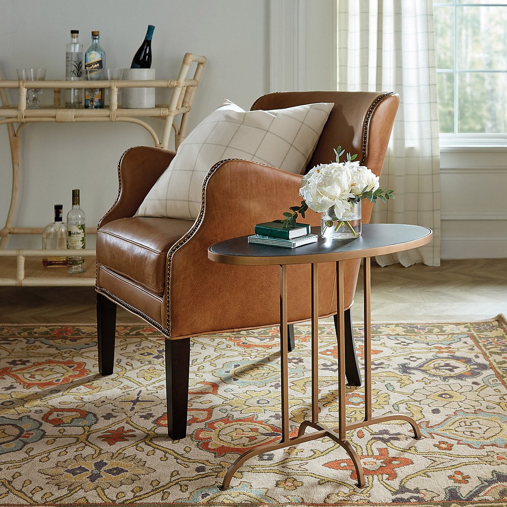 Carli Wool Tufted Area Rug, Floral Medallion Design in Cinnamon and Butterscotch